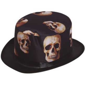 Black Skull Design Top Hat