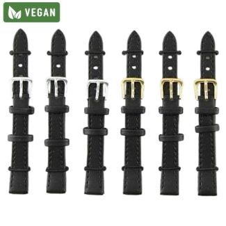 Black Vegan Leather Watch Straps - 12mm