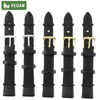 Black Vegan Leather Watch Straps - 14mm