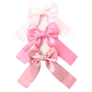 Pink Satin Hair Bows with Beak Clip - Assorted - 9.5cm