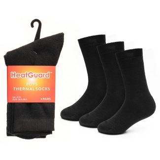 Boys Heatgurad Thermal Socks - Black (3 Pack)
