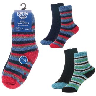 Boys Stripe Design Cosy Gripper Socks- Assorted 