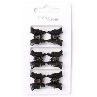 6pcs Black Butterfly Mini Hair Clamps - 2cm