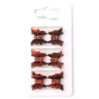 6pcs Tort Butterfly Mini Hair Clamps - 2cm