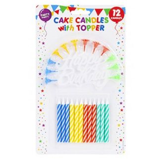 Cake Candles With Toppers - Pack of 12 