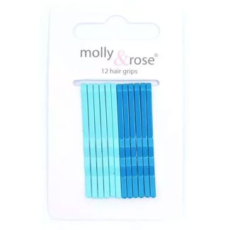 12pcs Coloured Metal Kirby Hair Grips - Assorted - 45mm 