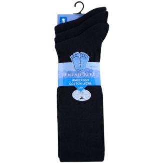 Children's Cotton Lycra Navy Knee High Socks - Pack of 3 (UK - 9-12)