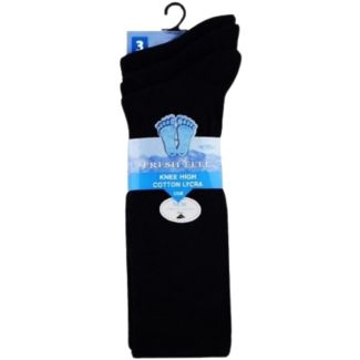 Children's Cotton Lycra Black Knee High Socks - Pack of 3 (UK - 12.5-3.5)