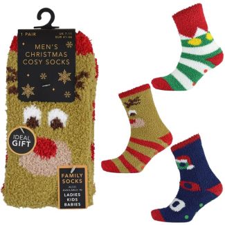 Christmas Design Mens Cosy Socks - Assorted