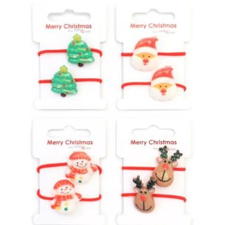 Christmas Themed Bobble Elastics - Assorted (3cm)