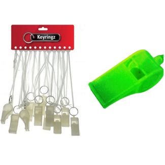 Clear Glow In The Dark Plastic Whistle with White Cord