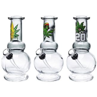 Clear Mini Glass Water Pipe with Assorted Stickers (6inch)