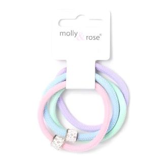 4pcs Diamante Hair Elastics Assortment - 0.4cm x 4.5cm