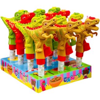 Dinosaur Colour Candy Stick with Pressed Sweets – Assorted (Pack of 12)