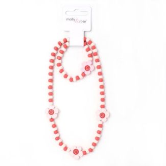 2pcs Girls Beaded Necklace & Bracelet Set - Assorted