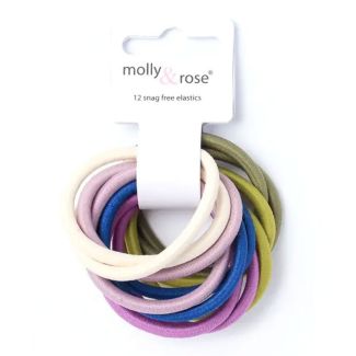 12pcs Assorted Snag Free Hair Elastics - 4mm x 4.5cm