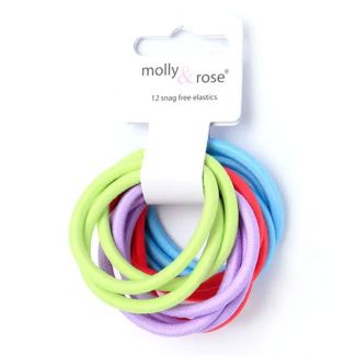 12pcs Bright Snag Free Hair Elastics - 4mm x 4.5cm