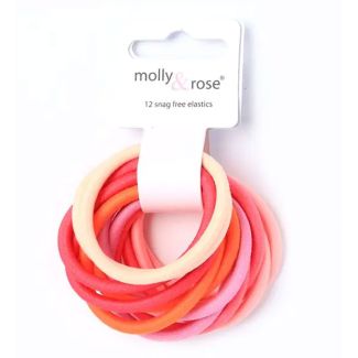 12pcs Pink Snag Free Hair Elastics - 4mm x 4.5cm