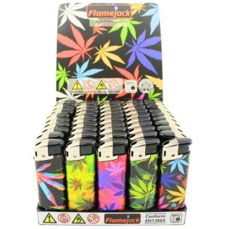Flamejack Colours Leaf Design Electronic Lighters - Assorted 