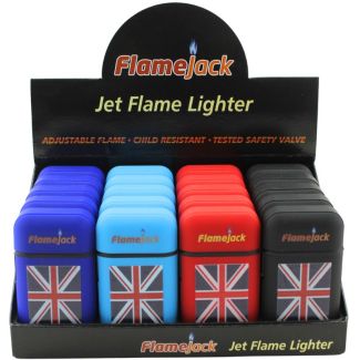 FlameJack Jet Flame Refillable Lighters - Union Jack (Assorted)