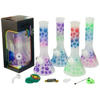 Glass Waterpipe Gift Set - Assorted Design  ( Leaf / Mushroom)