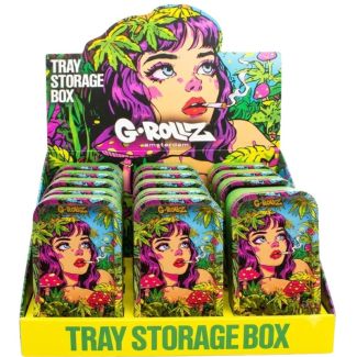 G-ROLLZ  Mini Storage Box Tin With Tray Lid (12.3 x 7 x 3.2cm) - Green Girl