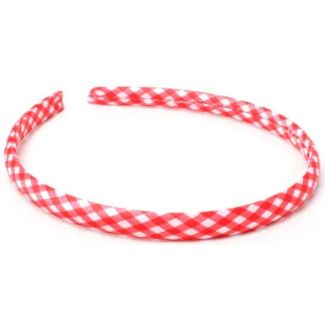 Red Gingham Fabric Aliceband - 1cm Wide
