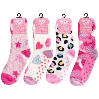 Girls Cosy Socks With Gripper- Assorted  (Single Pair) 