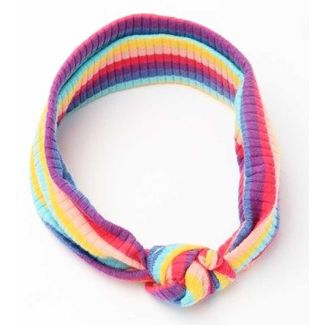Girls Rainbow Knot Jersey Striped Fabric Bandeau Headbands