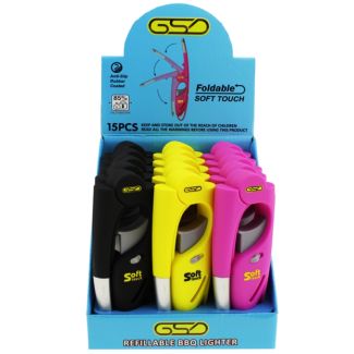 Wholesale GSD Foldable Soft Touch Refillable BBQ Lighter - Assorted 