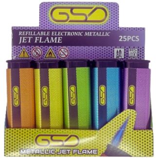 GSD Windproof Jet Flame Metallic Lighters - Assorted 