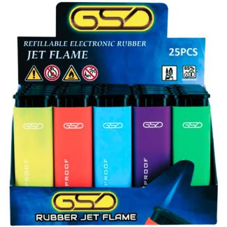 GSD Windproof Jet Flame Soft Touch Rubber Lighters - Assorted 