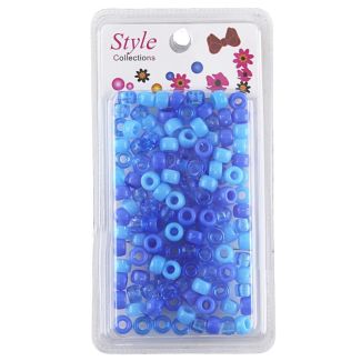 130pcs Blue Plastic Hair Braiding Beads - Assorted - 8mm