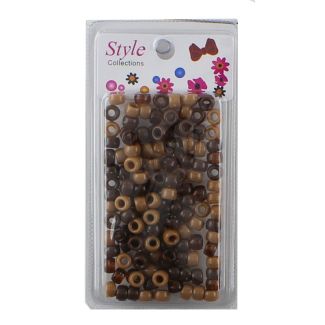 130pcs Brown Plastic Hair Braiding Beads - Assorted - 8mm
