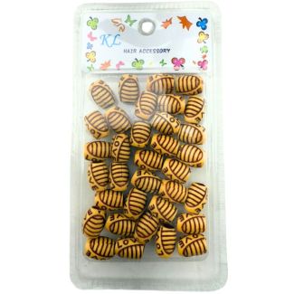 30pcs Wood Love Design Hair Braiding Beads - 1cm x 1.5cm
