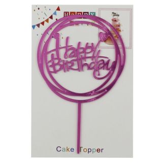 Happy Birthday Cake Topper - Fuchsia