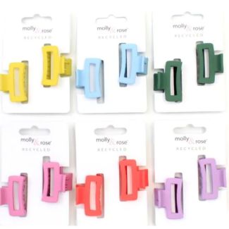 2pcs Matte Rectangle Hair Clamp - Assorted - 4cm