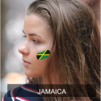 wholesale Jamaica Flag Face Sticker - Pack of 2 Stickers 