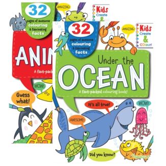 Kids Colouring & Facts Book - Animals & Ocean - A4 - Assorted