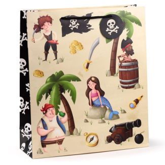 Kids Pirates Card Gift Bag - X-Large - 40x35x12cm