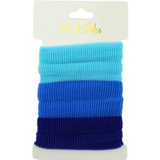 6pcs Blue Jersey Hair Elastics - 1.5cm x 7cm