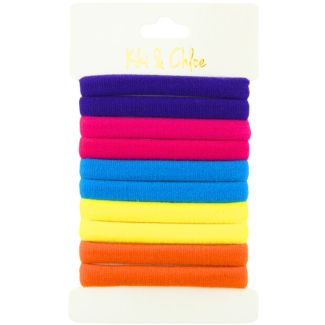 10pcs Bright Jersey Hair Elastics - 1cm x 7cm