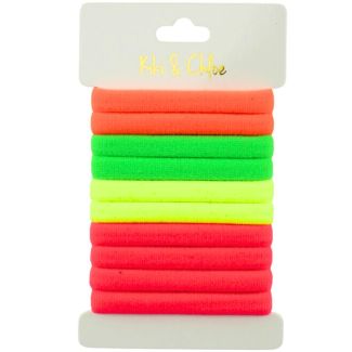 10pcs Neon Jersey Hair Elastics - 1cm x 7cm