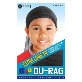 King.J Kids Extra Long Tie Durag - Black (051)