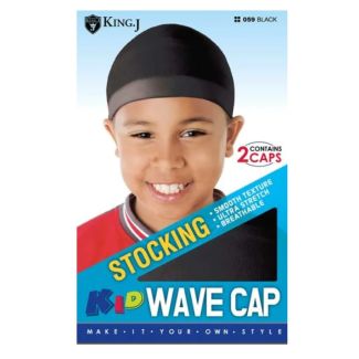 King.J Kids Stocking Wave Cap - Black (059)