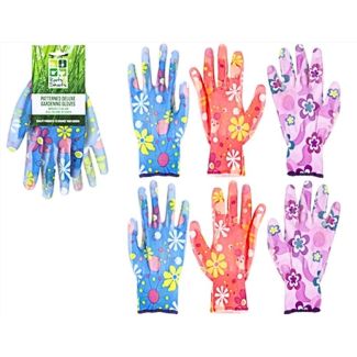 Ladies Patterned Garden Gloves - Assorted
