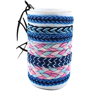Leather Bracelets Blue & Pink Design - Assorted (12 Pieces)
