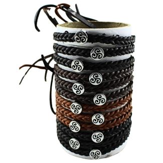 Leather Bracelets Spiral Design - Assorted (12 Pieces)