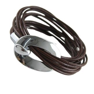 Men's Six-Strand Adjustable Leather Bracelet 