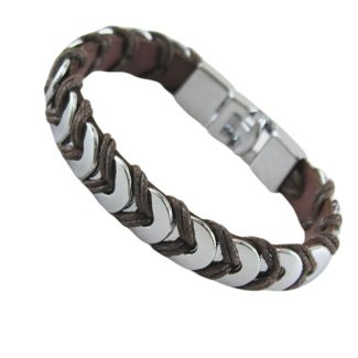 Men's Stainless Steel Plaited Rope Bracelet 